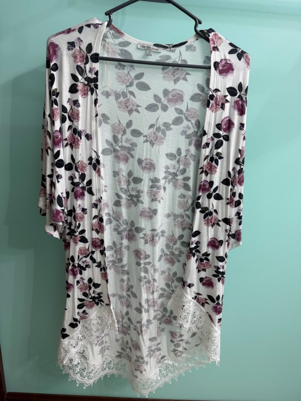 Charlotte Russe Floral Open Front Kimono Shawl